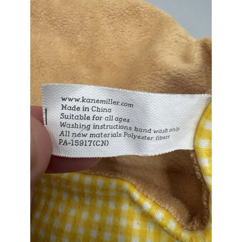 2012 Little Tiger Press Teddy Cuddle Bear Lovey Security Blanket Yellow Gingham